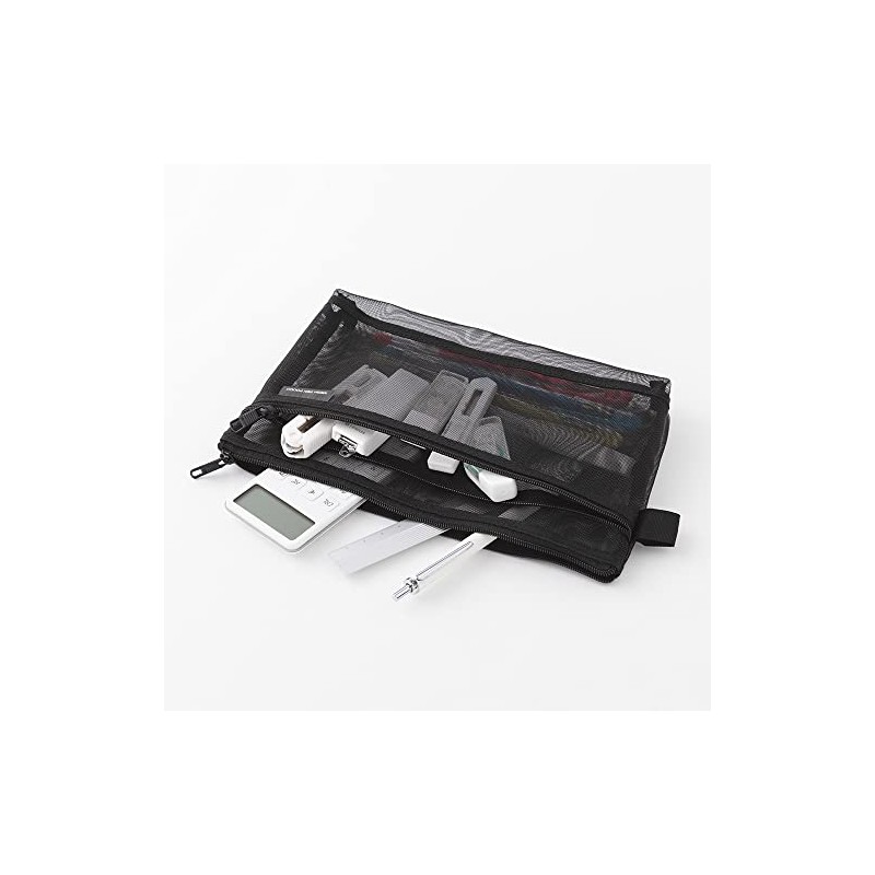 DESIGNPHIL Midori 41832006 Pen Case, Mesh Pen Pouch, Black, A