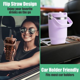 Cafezi 30 oz Tumbler with Lid and Straw, Stainless Steel Vacuum Insulated