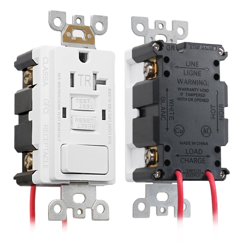 Baomain 2PCS GFCI Outlet with Switch, 20A 125VAC 60Hz, Tamper