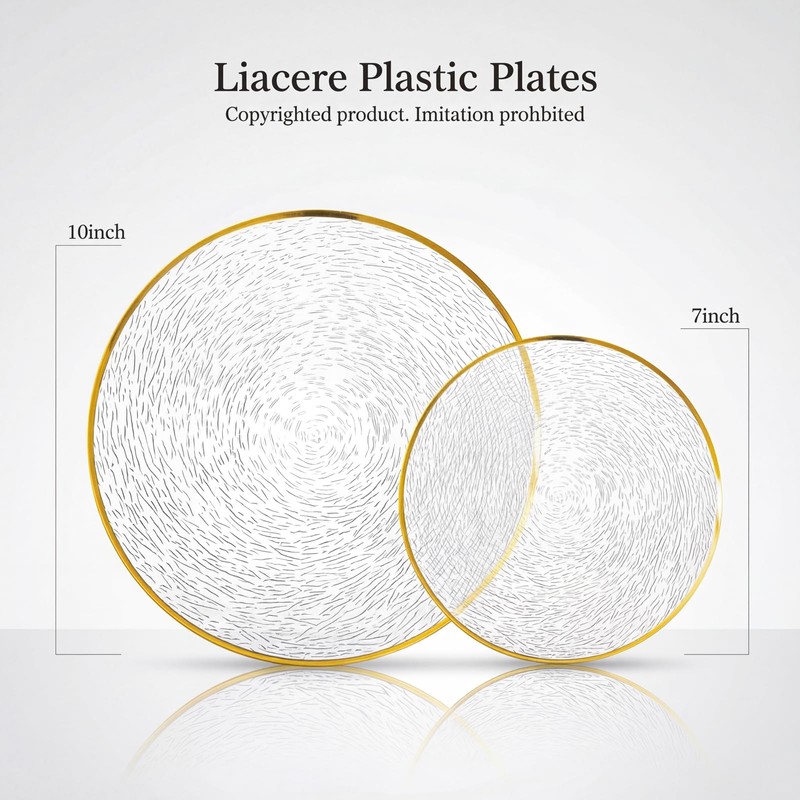 Licaere 60Pcs Clear Plastic Plates - Clear Disposable Plates With