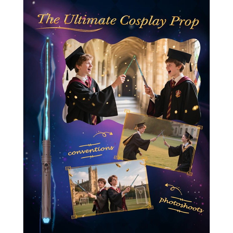 Pussan Wizard Spell Wand for Kids with Voice-Control & 5