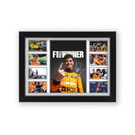 Lando Norris 2024 F1 Race Winner Signed Poster Print - Limited Edition Autograph Fan Gift – Collectible Memorabilia Merchandise (Framed A4 (30x21cm))