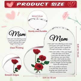 Barydat Condolence Gifts for Loss of Mother Sympathy Gifts Memorial Bereavement Acrylic Heart Shape in Memory of Loss of Loved One Mother for Table Centerpiece Remembrance