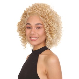 LUXLUXE Talia HD Lace Front Edgy Rounded Ringlet Afro Curls With Fine Baby Hair, Heat Resistant Fibers, (Light Blonde and Grey Blend)