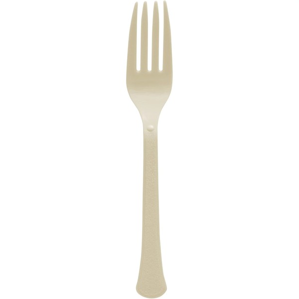 Amscan 8010.57 Party Supplies Heavy Weight Plastic Forks, Vanilla Creme, 9.7 x 10.3, 48ct