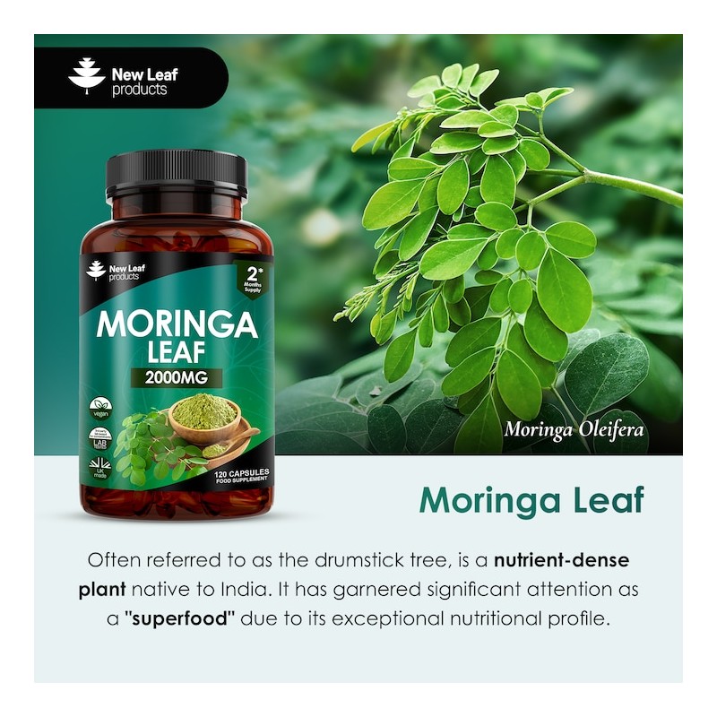 New Leaf Products Moringa Capsules Enriched With Black Pepper 120