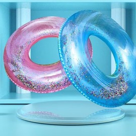 Classic Sequin Swim Ring: Large Armpit Swim Tube for 6-10 Year Old Children and Adults Cross 70 [Suitable for 5-9 years old] Mixed Colors 3ea