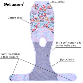 PetWarm Male Dog Surgical Suit After Neuter, Onesies for Dogs, Bodysuit for Abdominal Affected Areas Sensitive Skin Areas, E Collar Alternative, Dog Post Surgery Suit, Dinosaur Pattern, White, XL