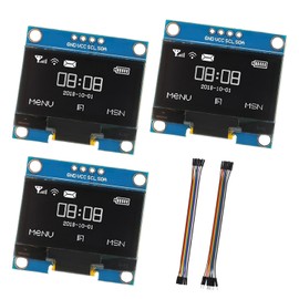 JAMHER 1.3 Inch I2C IIC OLED Display Module 128x64 Pixel Mini Self-Luminous Display Screen Board for Arduino Projects Raspberry Pi with Wire(3Pack White)