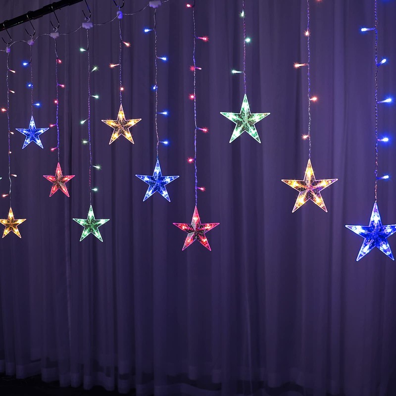 BLOOMWIN Light curtain star light chain curtain, USB 8 modes,