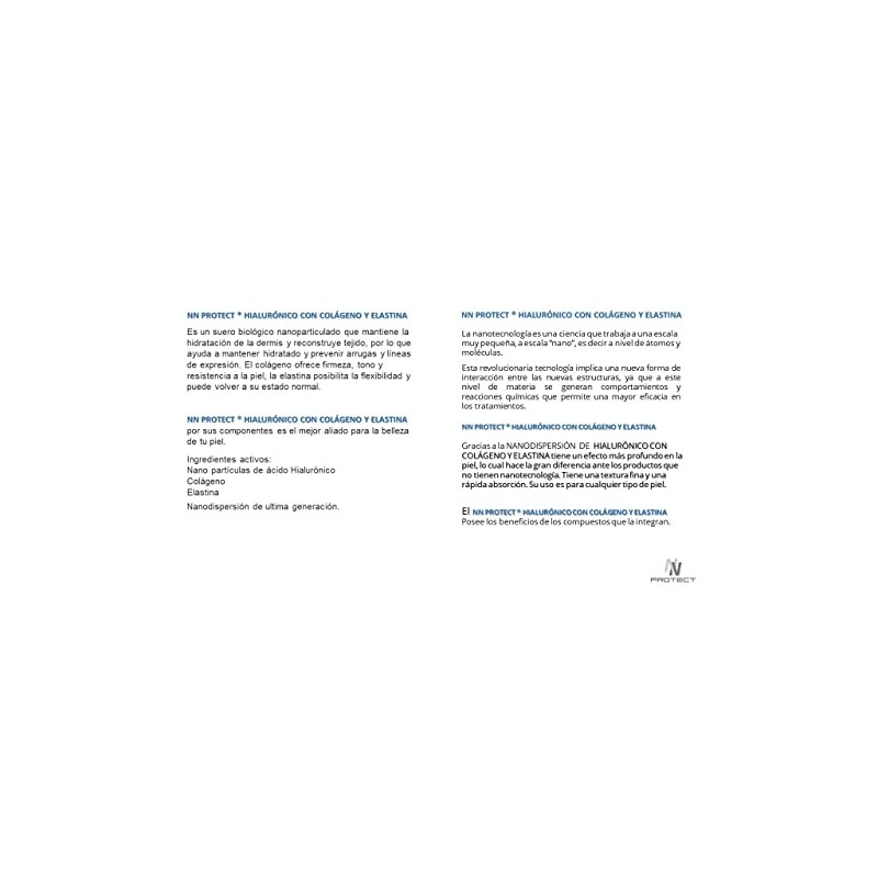 Ácido hialuronico facial nano Colágeno Elastina 30 ml