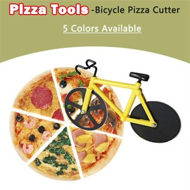 BE-Tool Bicycle Pizza Cutter Wheel, Bike Pizza Slicer Dual Stainless Steel Non-Stick Cutting Wheels with a Stand, for Home Pizza Lovers (1PC, White)