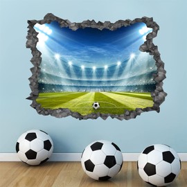 Large Football Stadium Wall Sticker 3D Football Wall Stickers for Teen Boys Bedroom Decor,Football Player Wall Decal Soccer Stickers Sport Wall Art Decal for Kids Room Playroom Living Room Accessories