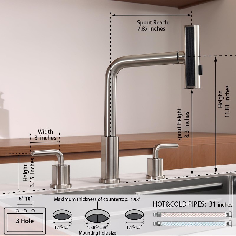 Kitchen Sink Faucet for 3 4 Hole with Sprayer -