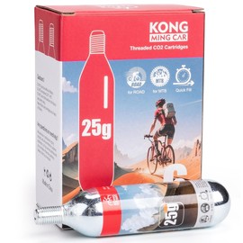 KONG MING CAR CO2 Cartridges with Thread, 16g/25g CO2 Cartridges with Thread Connection for All CO2 Bicycle Tyre Fillers, CO2 Pump for Road Bikes and Mountain Bikes