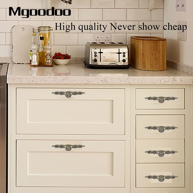 Mgoodoo 5PCS Knobs Handles with Plate, 6.7" Antique Bronze Cabinet