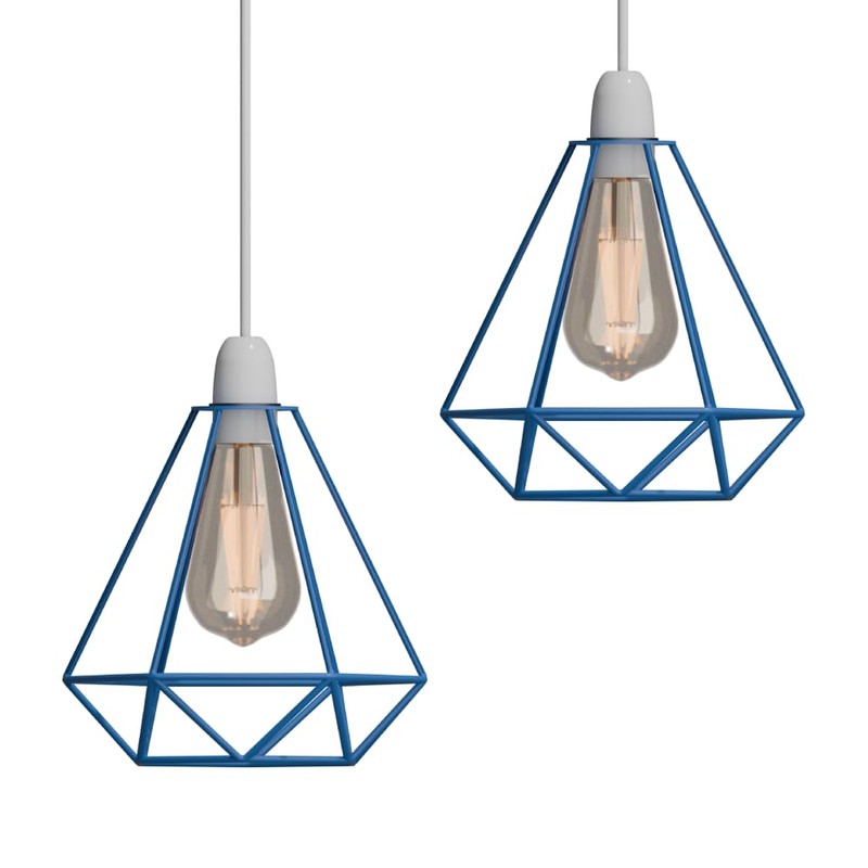 LEDSone Modern Geometric Diamond Pendant Lamp Ceiling Light Metal Wire