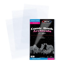 BCW Current/Modern Comic Mylar Archivals - 2 MIL - 100 Count Pack | Archival Comic Book Bags | Standard Size 7 x 10.5 Inches, Secure 1.5 Inch Flap | Protective Covers for Comic Book Collectors