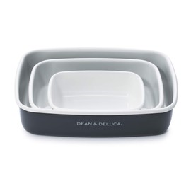 Dean & Deluca Enameled Container, Charcoal Gray, Medium, 0.9 L Storage Container, Enameled Container, With Lid, Oven, Heat Resistant, 7.5 x 5.5 x 1.8 inches (19 x 14 x 4.5 cm)