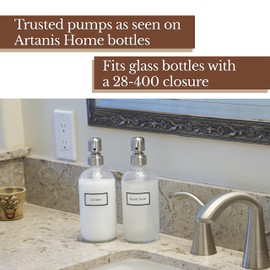 Artanis Home 304 Grade Stainless Steel Replacement Pumps for Large Glass Bottles 28-400, 2-Pack, Stainless Steel — Durable Soap Dispenser Pump Replacement