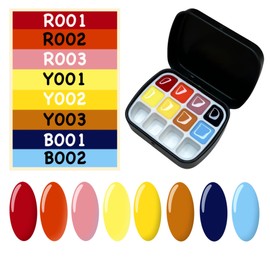 YJMyujimi Advanced Painting Gel for Nail Art,8 colour kit with 2 palette(12 divsions),Non wipe,Manicure Professional Nail Salon DIY at Home Gift (B)
