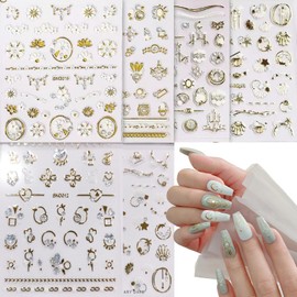 YINKE Nail Stickers, Set of 20, Nail Stickers, Jewelry Stone Stickers, Waterproof, 3D Feeling, For Nail Decoration, Girls, Ultra Thin, Diamond Decoration, Stylish, Popular, DIY Nail Decals