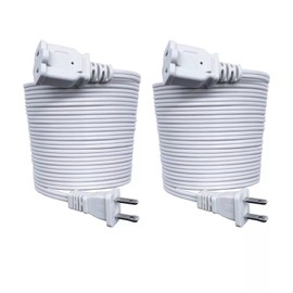 15 FT Extension Cord Indoor US Power 2 Prong Extension Cords, Nema 1-15P Male to NEMA 1-15R Female White 2 Pack 18 AWG 15 Foot