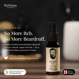 Barbology LONDON Beard and Face Oil Vegan Multi-Purpose Beard Oil for Eliminating Dandruff and Impurities in Hair, 30ml
