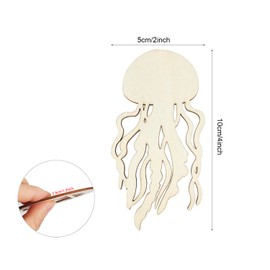 30 Pack 4 Inch Wood Jellyfish Cutouts Unfinished Wood Jellyfish Crafts Wooden Jellyfish Hanging Ornaments DIY Jellyfish Craft Gift Tags for Home Party Decoration