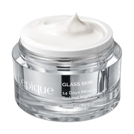 Lepique GLASS SKIN 14Days Miracle Retinol Night Cream 1.69oz - Korean Skincare Retinol for Face and Neck - Collagen, Centella - Anti aging Skin Cream, Moisturizer Face Cream (Unscented, with Spatula)