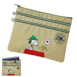 Snoopy File Case Zipper Pouch Document Bag 3 Pockets Large Capacity File Bag Organizing Documents Documents Storage Documents Office Supplies Stationery Storage Travel Storage Bag