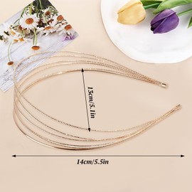 Alovez Pack of 2 Gold Hair Accessories, Multilayer Metal Headband and Heart Metal Hairpin, Metal Geometric Hair Clip, Gold Hair Accessories, Hair Clip for Women and Girls