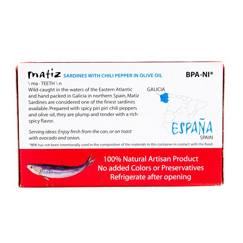 Matiz Spicy Wild Spanish Sardines in Olive Oil and Piri