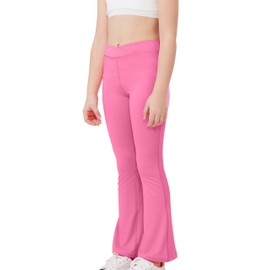 DANI CHINS Girls Athletic Bootcut Leggings Quick Dry Flared Compression Yoga Pants(Rose,7)