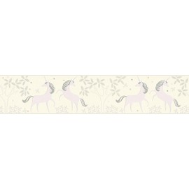 A.S. Création Boys & Girls 6 Border with Unicorns 5.00 m x 0.13 m Grey Purple White Made in Germany 369902 36990-2