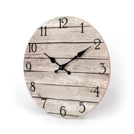 jomparis Silent Non-Ticking Wooden Decorative Round Wall Clock Vintage Rustic Country Tuscan Style Wooden Home Decor Round Wall Clock (10 Inch )