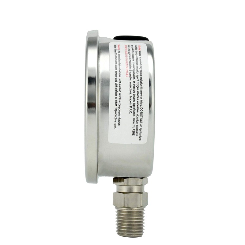 CARBO Instruments 2" Pressure Gauge, Stainless Steel Case, Chrome Plated