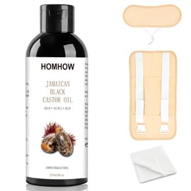 HOMHOW Castor Oil Pack Wrap with Organic Castor Oil (8fl.oz/237ml), Reusable Caster Oil Pack Wrap for Stomach, Neck and Entire Body