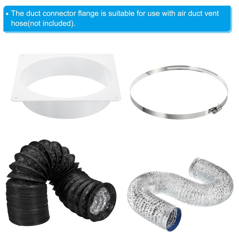 PATIKIL 8" Duct Connector Flange, Dryer Vent Wall Plate Square