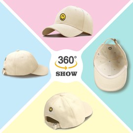 Smile Face Toddler Hat Baseball Cap for Boy Girls Baseball Hats Kids Soft Cotton Adjustable Cute Caps for 4-12 Years Orange