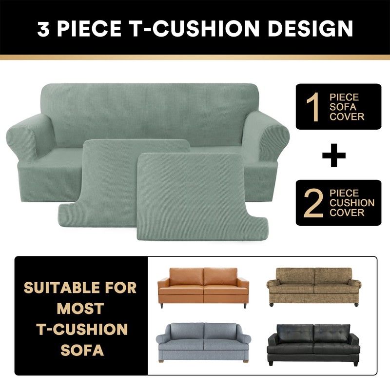 PrinceDeco T Cushion Loveseat Slipcover 3 Pieces Sofa Covers for
