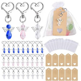 Pack of 30 guardian angel wedding favours, guardian angel key ring, organza bag, kraft tags set for birthday, wedding, party