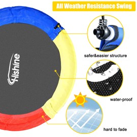 Hishine 43" Saucer Swing Set und Swing Stand for Porch Outdoor Heavy Duty Swing Frame, Full Steel Metal Frame with 4 Ground Pegs, 71" Height Holds Up to 550lbs ()