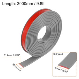 HARFINGTON U-Shape Edge Banding 25/32" x 9.8ft (20mm x 3000mm) Self Adhesive TPE Flexible Veneer Edging Edge Protector for Furniture Cabinet Table Repair, Gray