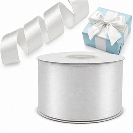 Decoraparty Nastro Bianco 50 mm in Doppio Raso da 25 Metri Lunghezza, Nastrino Spessore 5 cm per Matrimonio, Battesimo Natale, Capodanno, Bomboniera, Idea Regalo