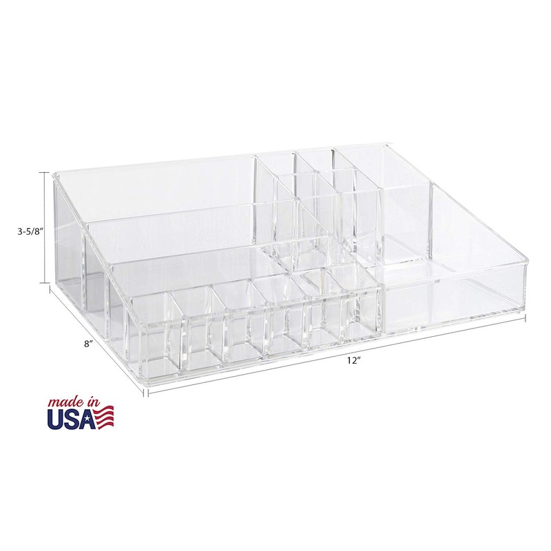 STORi Audrey Clear Vanity Makeup Organizer | 15-Compartment Holder for