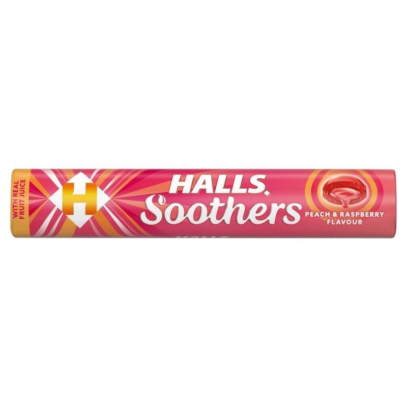HALLS Halls Soothers Peach And Raspberry 45 g, Pack of