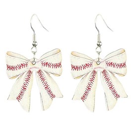 twinkle eye Ball Sports Accessories Bow ice cream Glove Sports Baseball Soccer Earrings Cute wood for Women Mom Game Day Jewelry-Bow