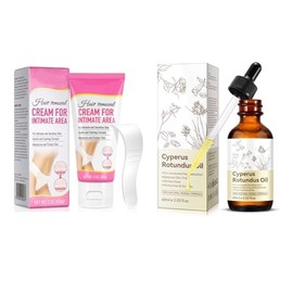 Cyperus Rotundus Oil - Crema depilatoria sin dolor para mujeres, reduce el crecimiento del vello corporal, crema de depilación íntima/privada para cue