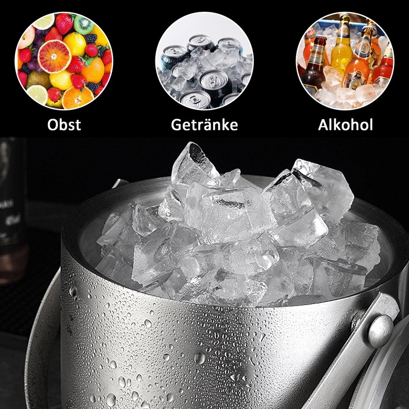 thirei 2L Ice Cube Tray, Stainless Steel Ice Container, with